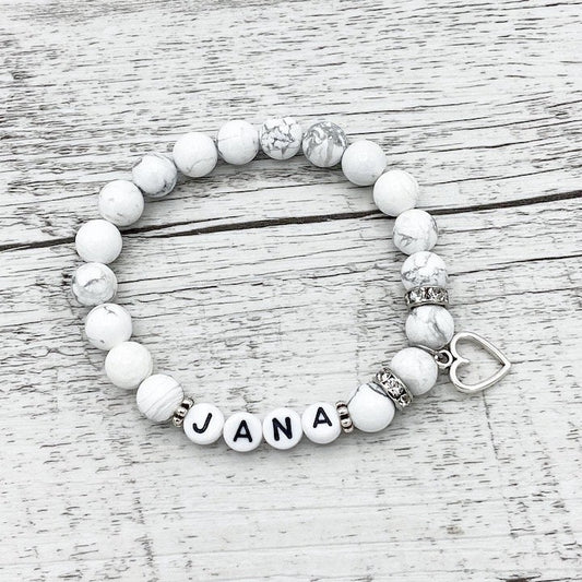 Personalisiertes Armband "Marble Heart" aus Türkis Edelsteinen