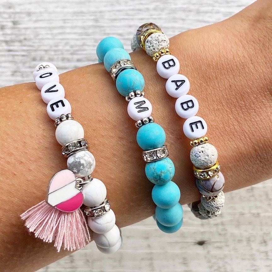 Personalisiertes Armband "Türkis" aus Edelsteinen