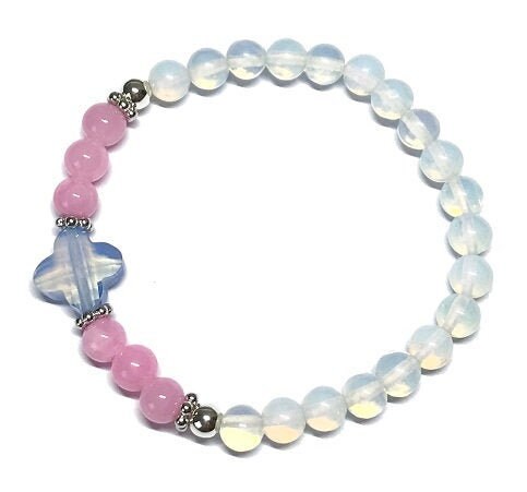 Armband "Candy" aus Opal, Rosenquarz und 925er Sterlingsilber