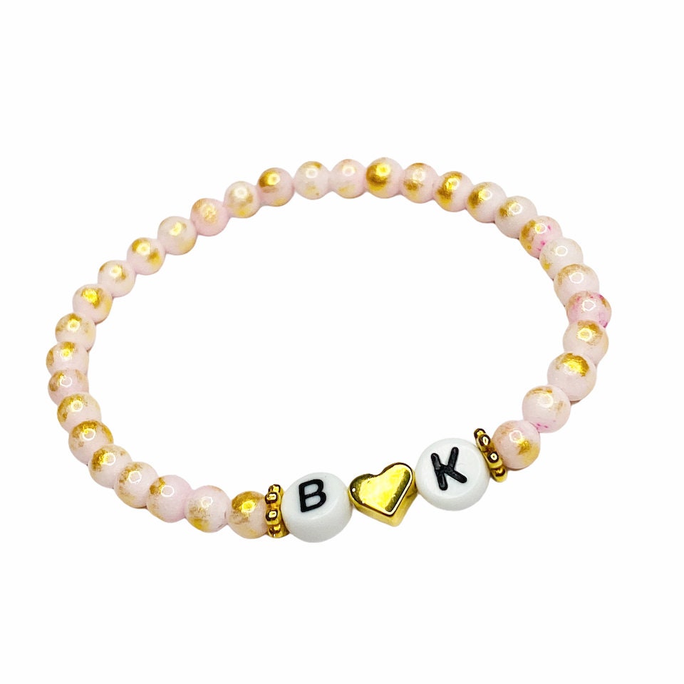 Personalisiertes Armband "Rosé Letters" aus Jade