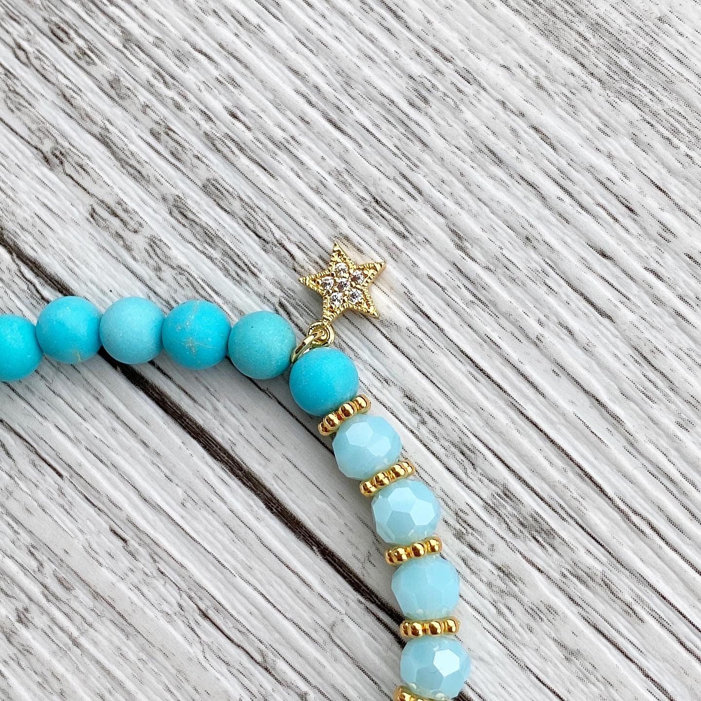 Armband "Golden Blue Elephant" Elefant Gold Türkis