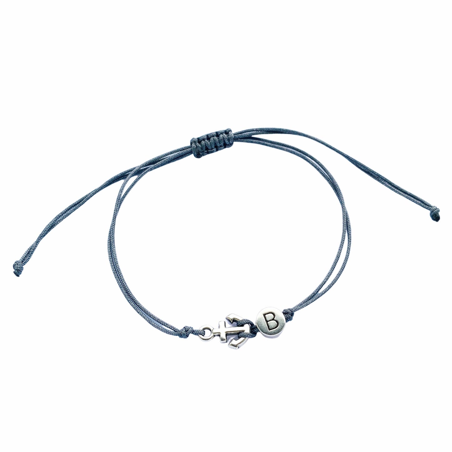 Personalisiertes Armband grau mit Anker
