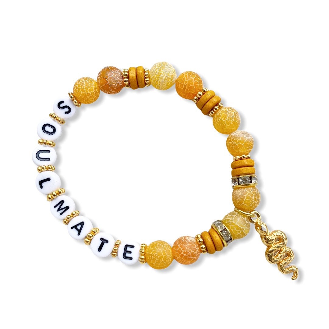 Personalisiertes Armband "Snake" aus Achat Edelsteinen