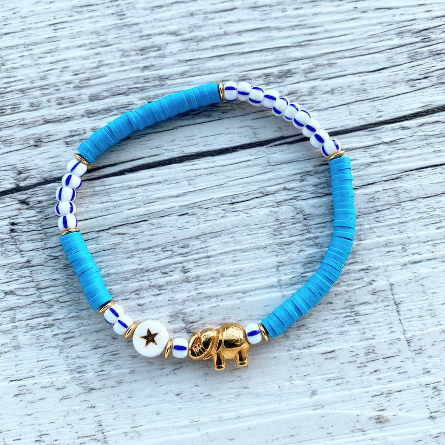 Armband "Blue Elephant" aus Katsuki Perlen in  Blau Gold