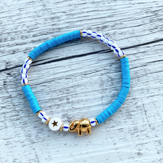 Armband "Blue Elephant" aus Katsuki Perlen in  Blau Gold