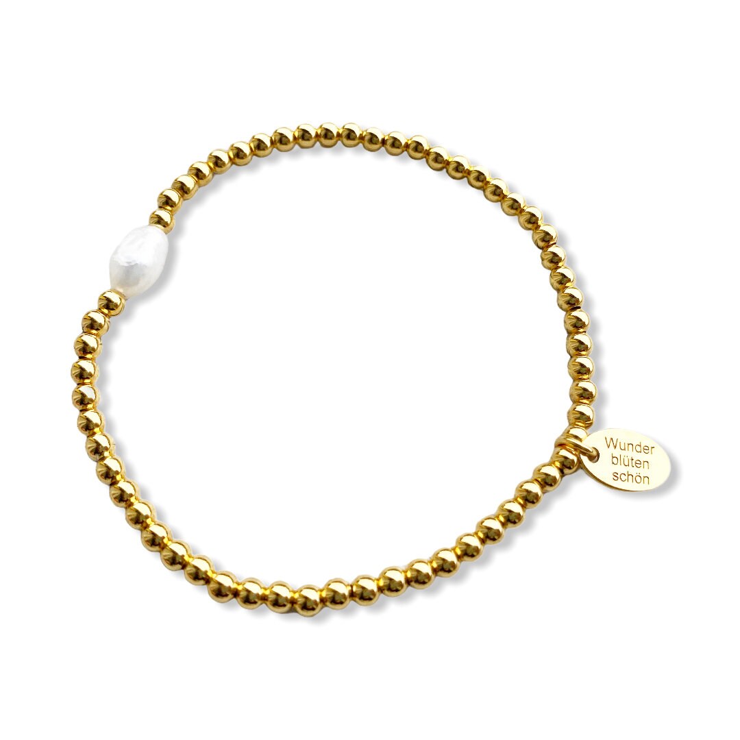 Armband "Golden Pearl" aus 925er Sterlingsilber 24 Karat vergoldet mit Süßwasserperle