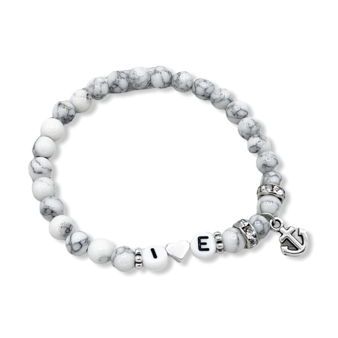 Personalisiertes Armband "Marble Anchor" aus Jade Edelsteinen