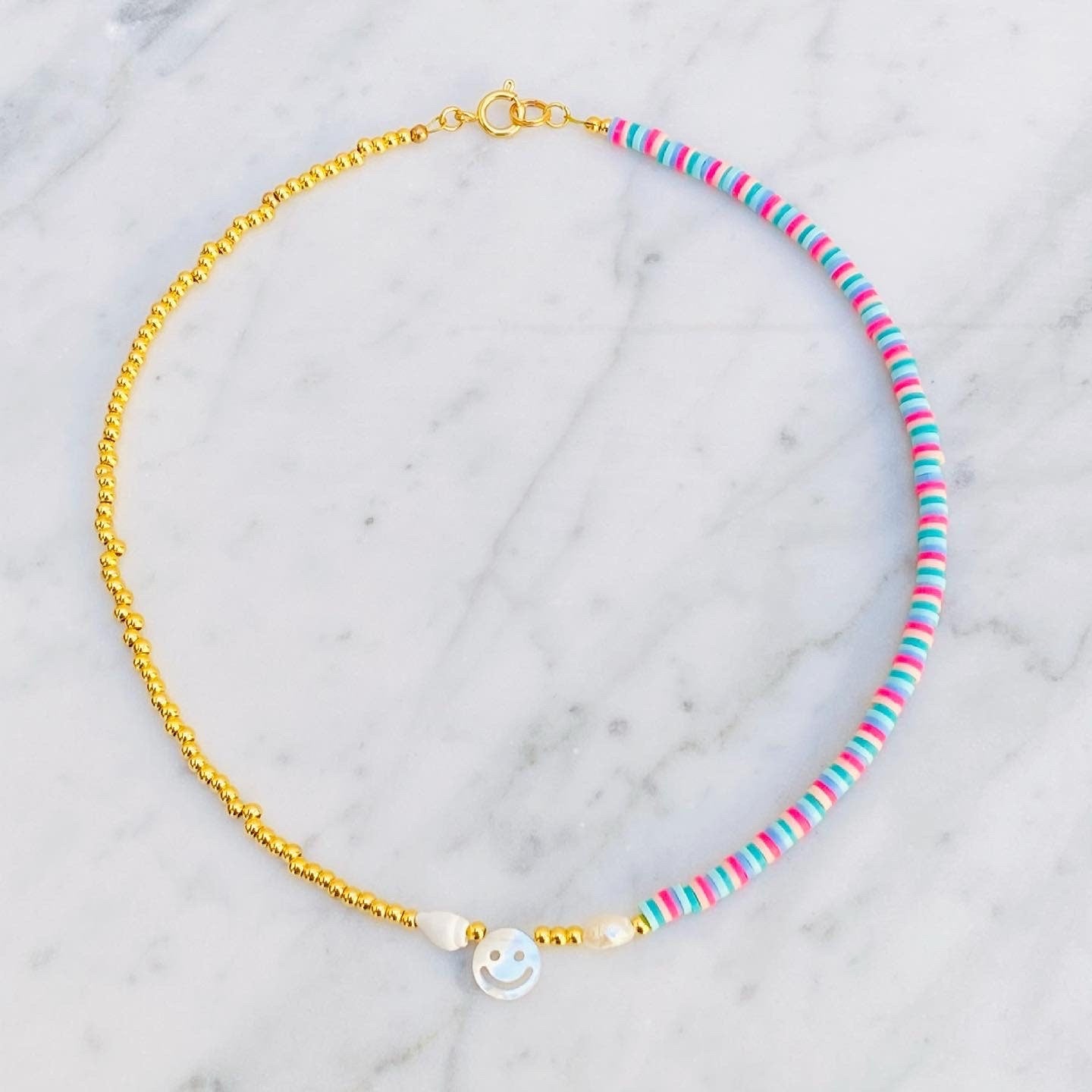 bunte Halskette "Summer Smile" in Gold