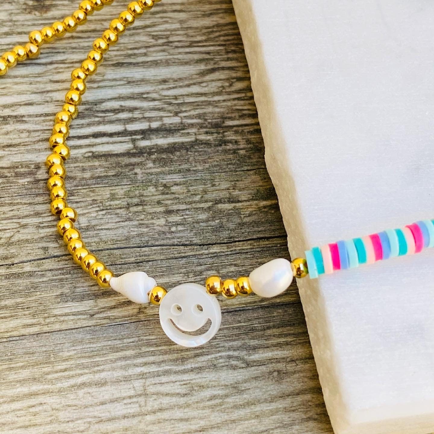 bunte Halskette "Summer Smile" in Gold