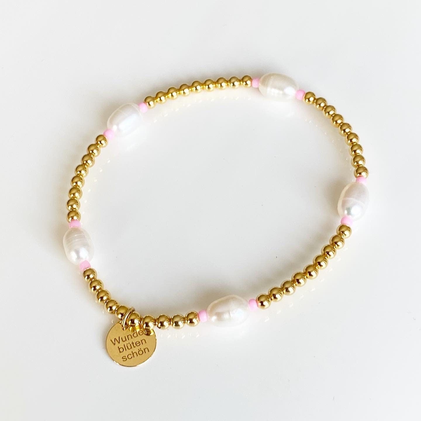 Armband "Pearlcolour Rosa" aus 925er Sterlingsilber 24 Karat vergoldet