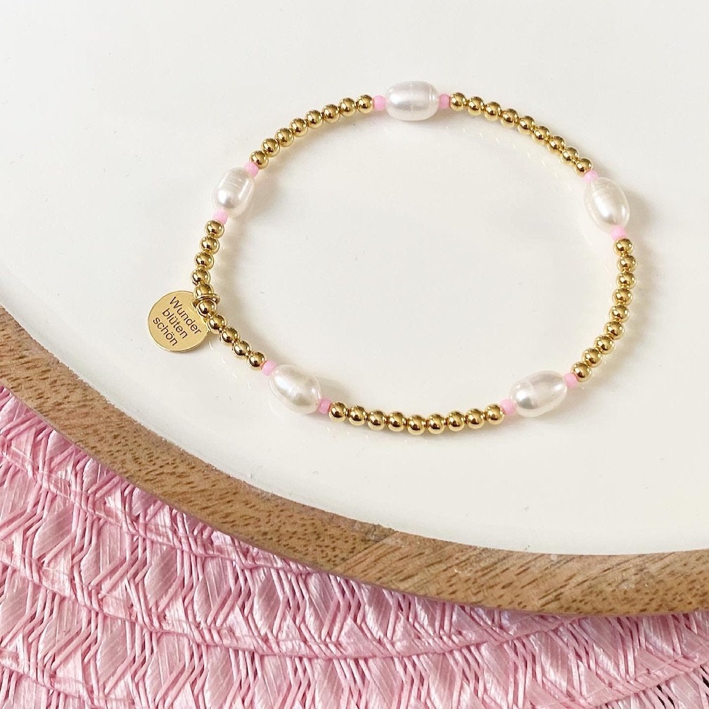 Armband "Pearlcolour Rosa" aus 925er Sterlingsilber 24 Karat vergoldet
