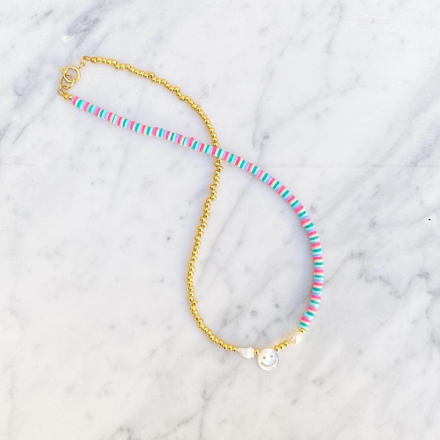 bunte Halskette "Summer Smile" in Gold