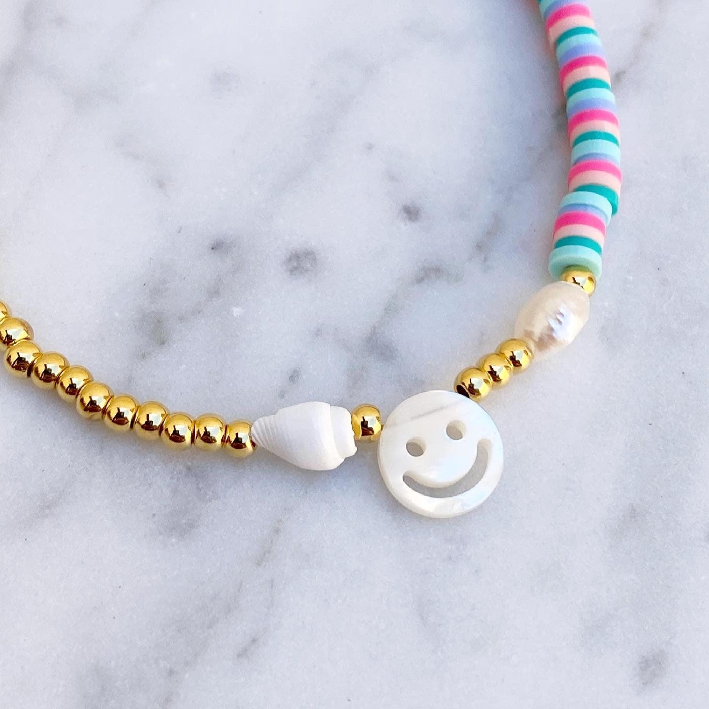 bunte Halskette "Summer Smile" in Gold