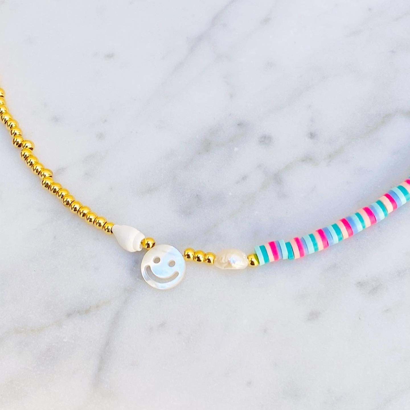 bunte Halskette "Summer Smile" in Gold