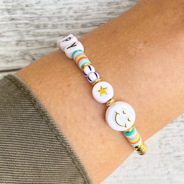 Personalisiertes Edelstahl Armband mit Smiley