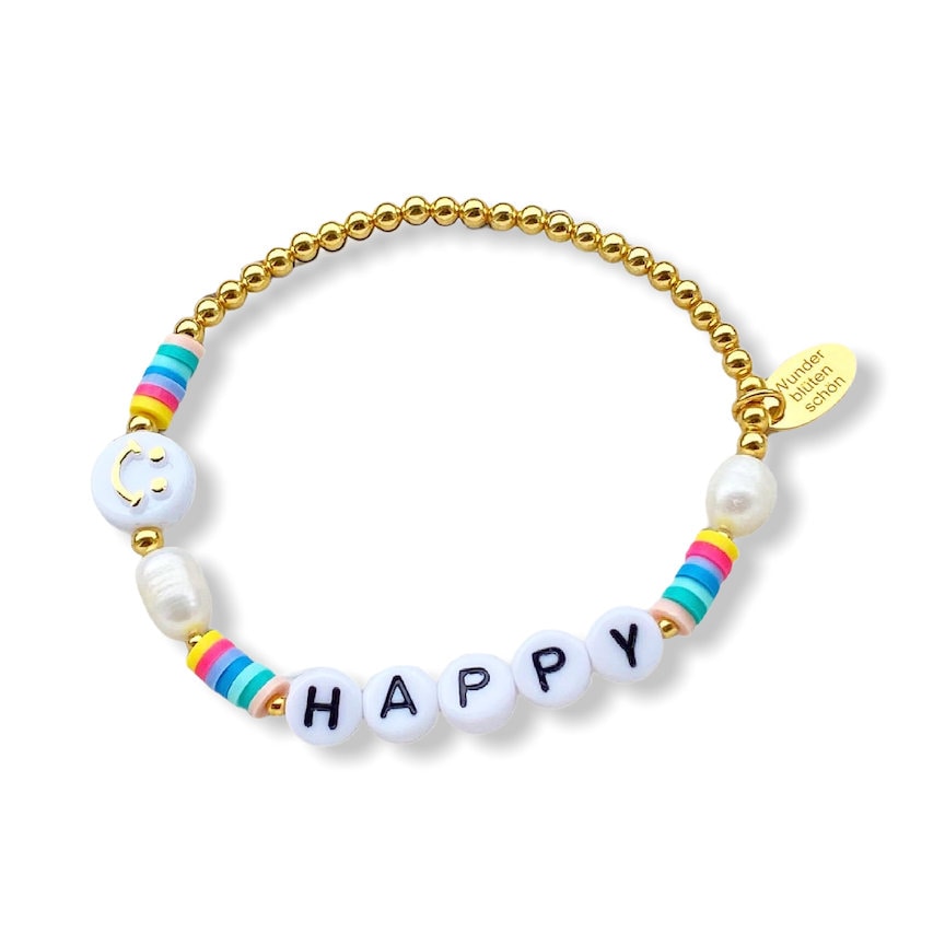 Personalisiertes Smiley Armband aus 925er Sterlingsilber 24 Karat vergoldet