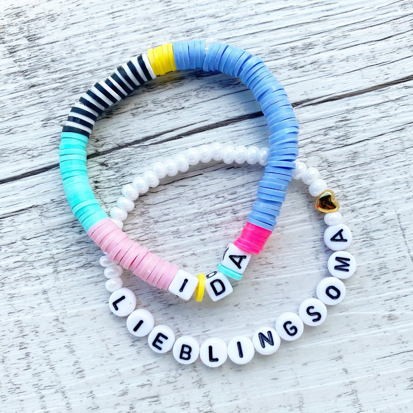 Personalisiertes Armband "Colours" aus bunten Katsuki Perlen
