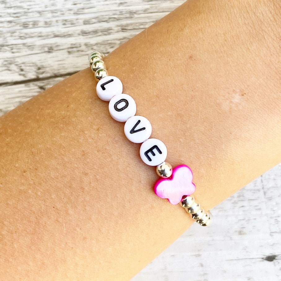 Personalisiertes Armband "Pink Butterfly"