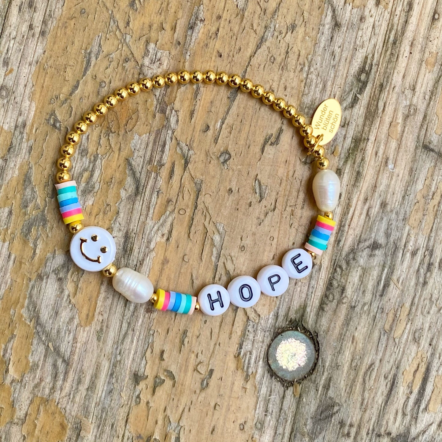 Personalisiertes Smiley Armband aus 925er Sterlingsilber 24 Karat vergoldet
