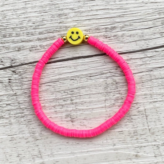 Armband "Happy Smile" in Neon Pink