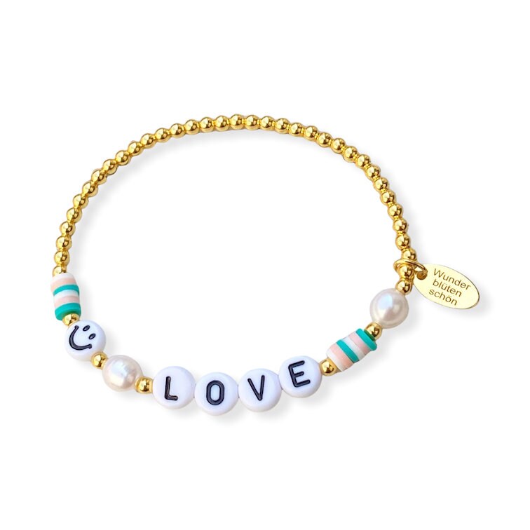 Personalisiertes Armband / Fußkettchen "Love Smile" 925er Sterlingsilber 24 Karat vergoldet