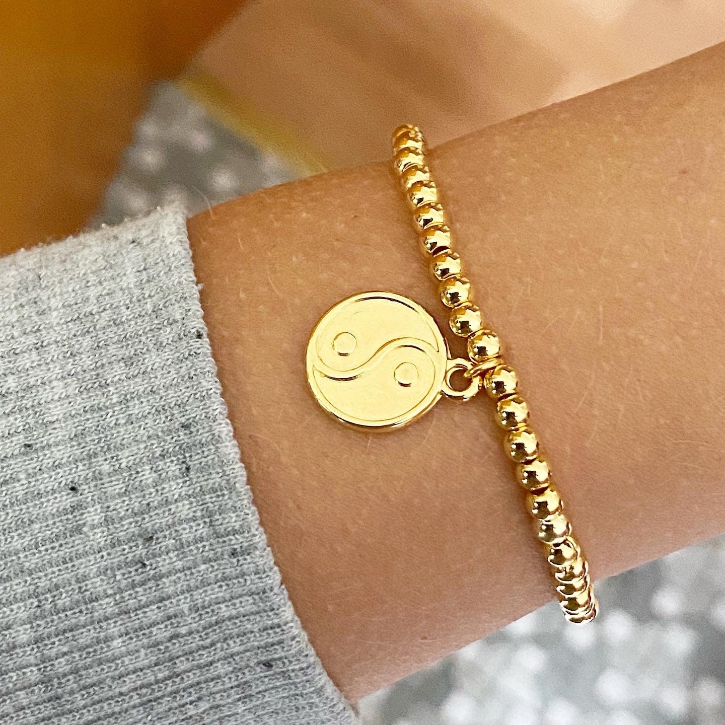 Personalisiertes Armband „Yin & Yang“ vergoldet