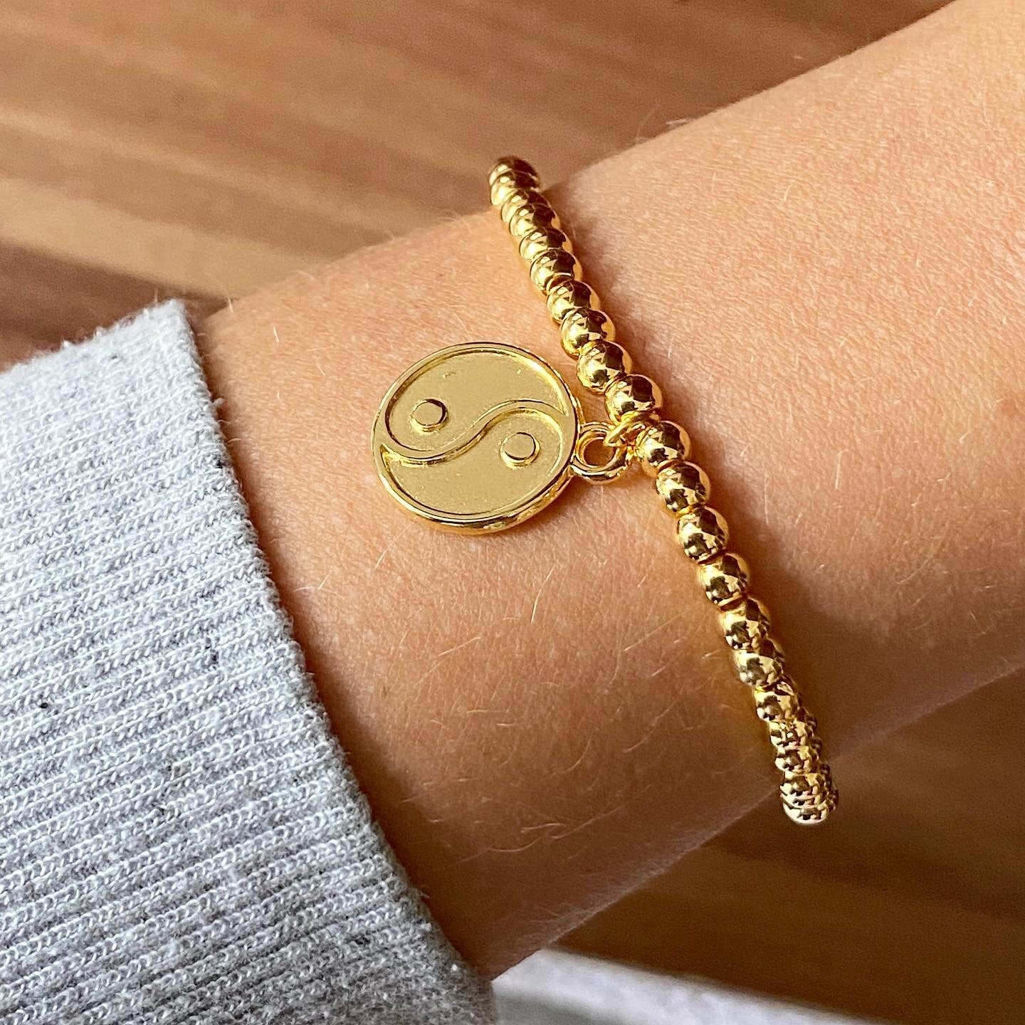 Personalisiertes Armband „Yin & Yang“ vergoldet