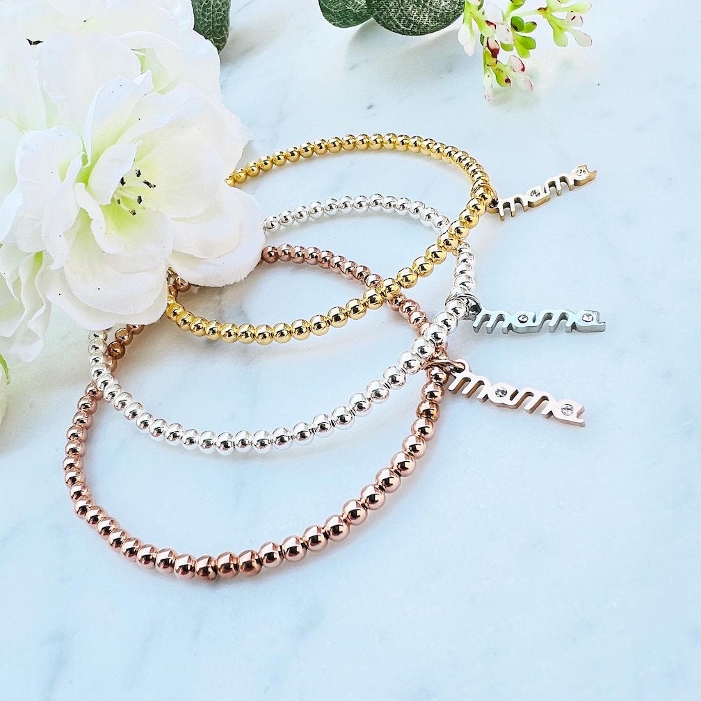 Armband "Mama" aus 925er Sterlingsilber und Edelstahl