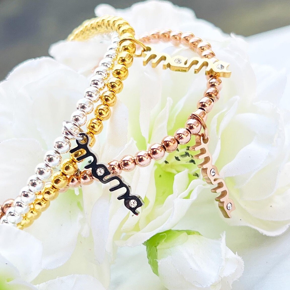Armband "Mama" aus 925er Sterlingsilber und Edelstahl