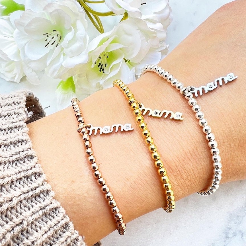 Armband "Mama" aus 925er Sterlingsilber und Edelstahl