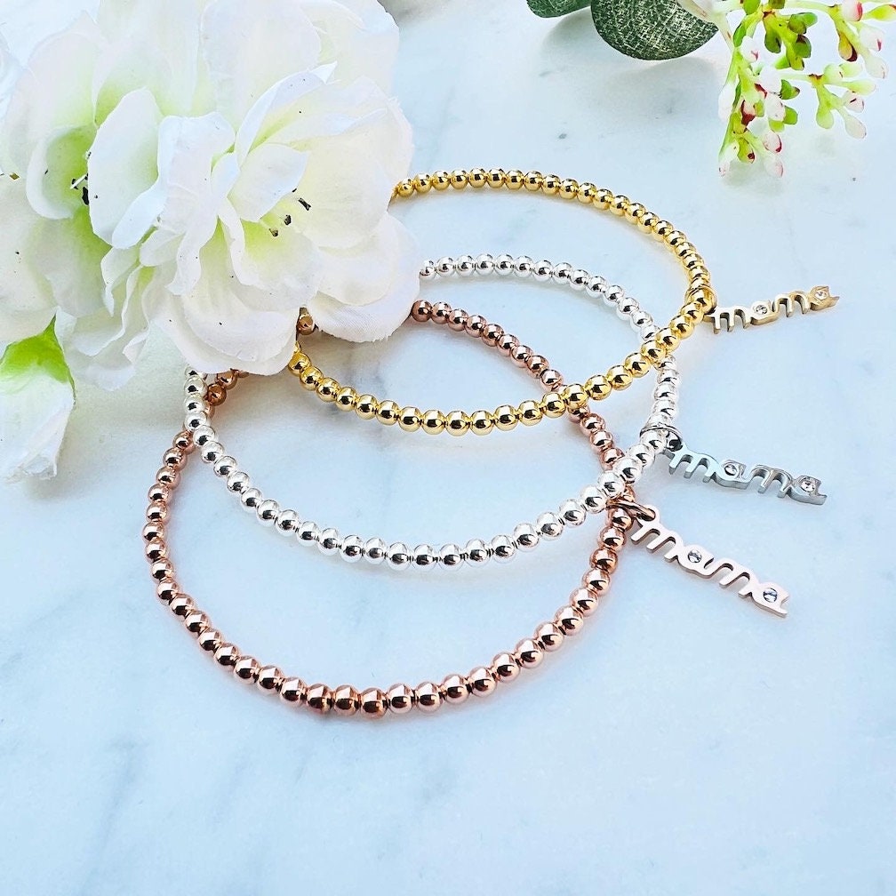 Armband "Mama" aus 925er Sterlingsilber und Edelstahl