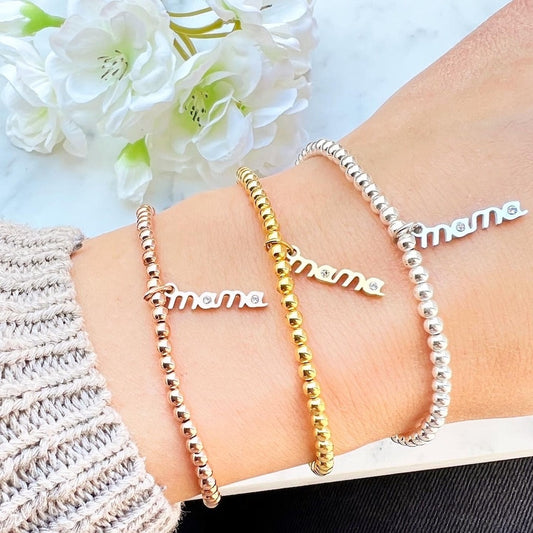 Armband "Mama" aus 925er Sterlingsilber und Edelstahl