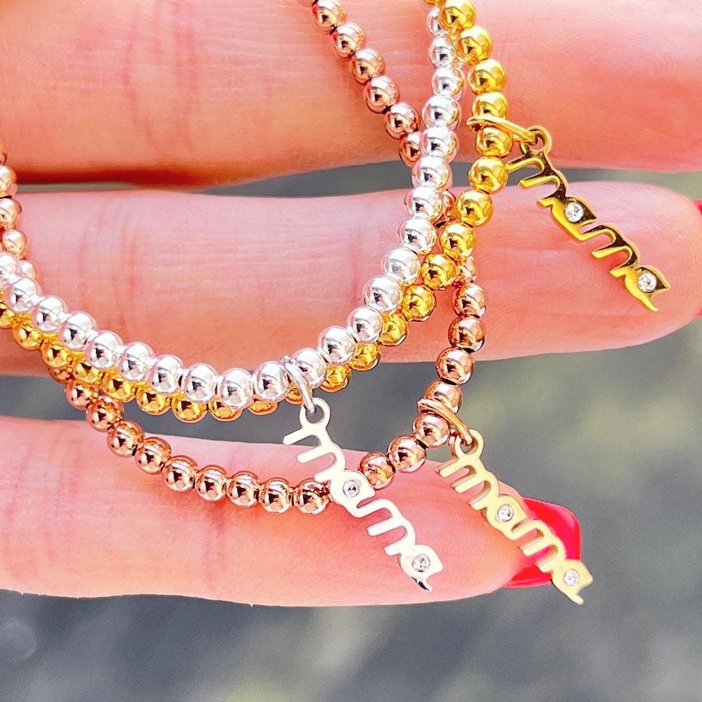 Armband "Mama" aus 925er Sterlingsilber und Edelstahl