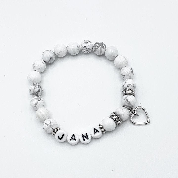 Personalisiertes Armband "Marble Heart" aus Türkis Edelsteinen