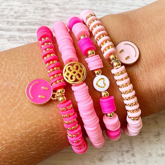 Armband "Pink Love" in Neon Pink mit Herz aus Katsuki Perlen