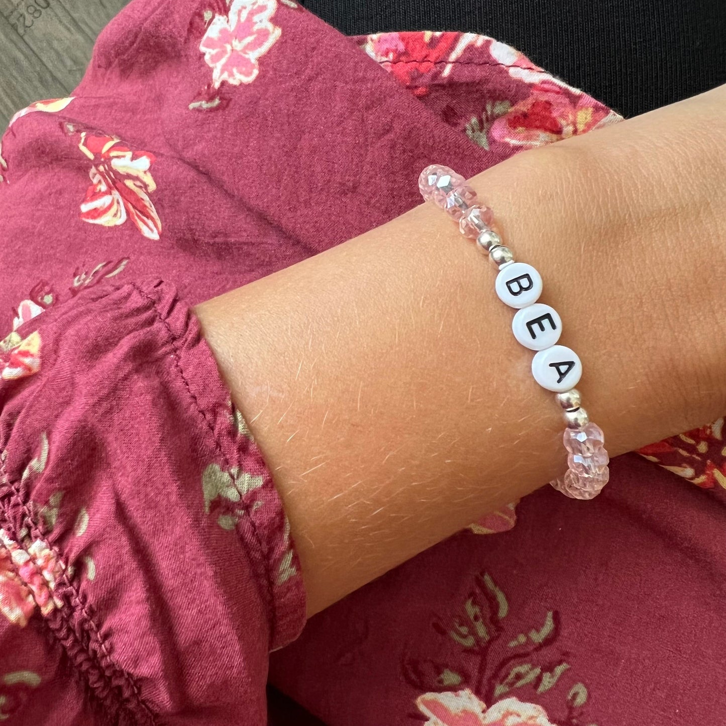 Personalisiertes Armband "Rosa Pearls"