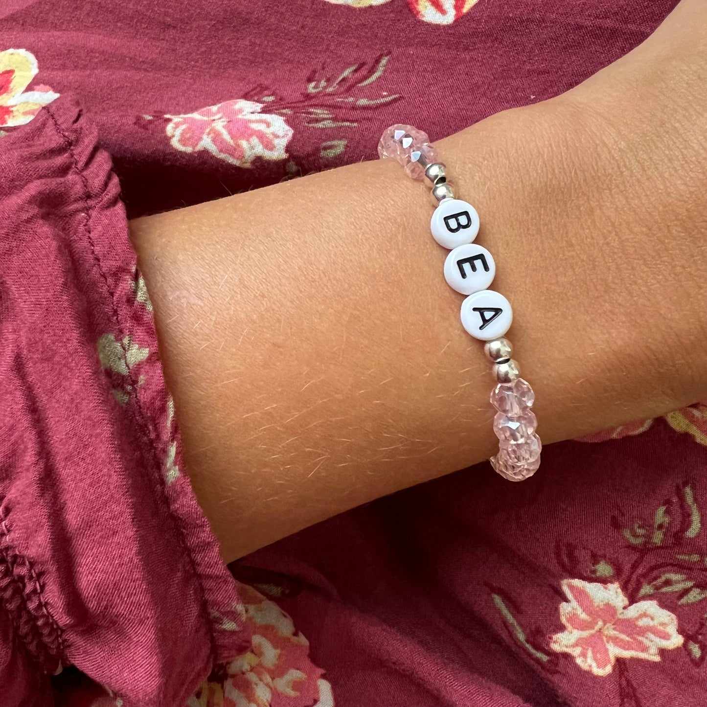 Personalisiertes Armband "Rosa Pearls"