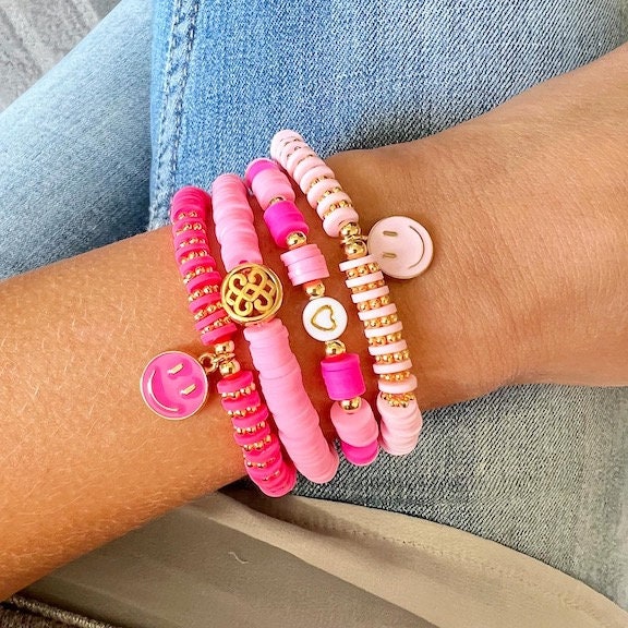 Armband "Pink Love" in Neon Pink mit Herz aus Katsuki Perlen