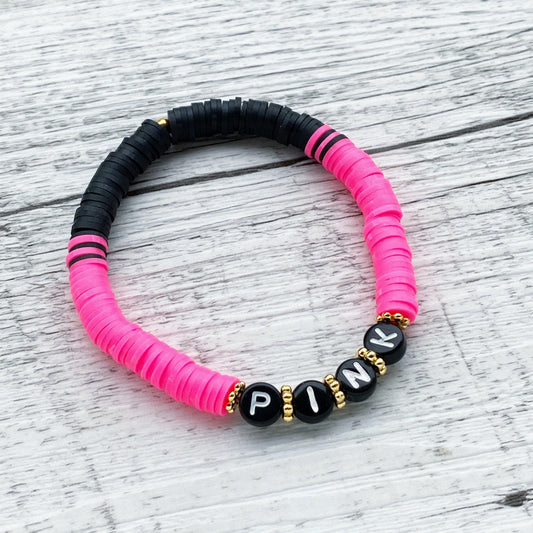 Personalisiertes Armband "Neon Black" aus Katsuki Perlen in Gold