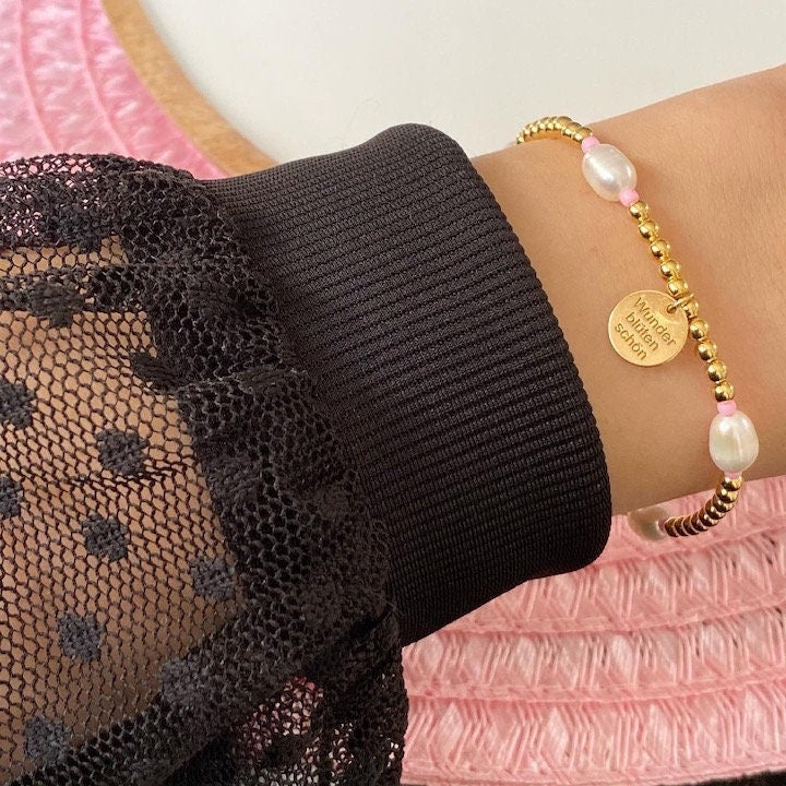 Armband "Pearlcolour Rosa" aus 925er Sterlingsilber 24 Karat vergoldet