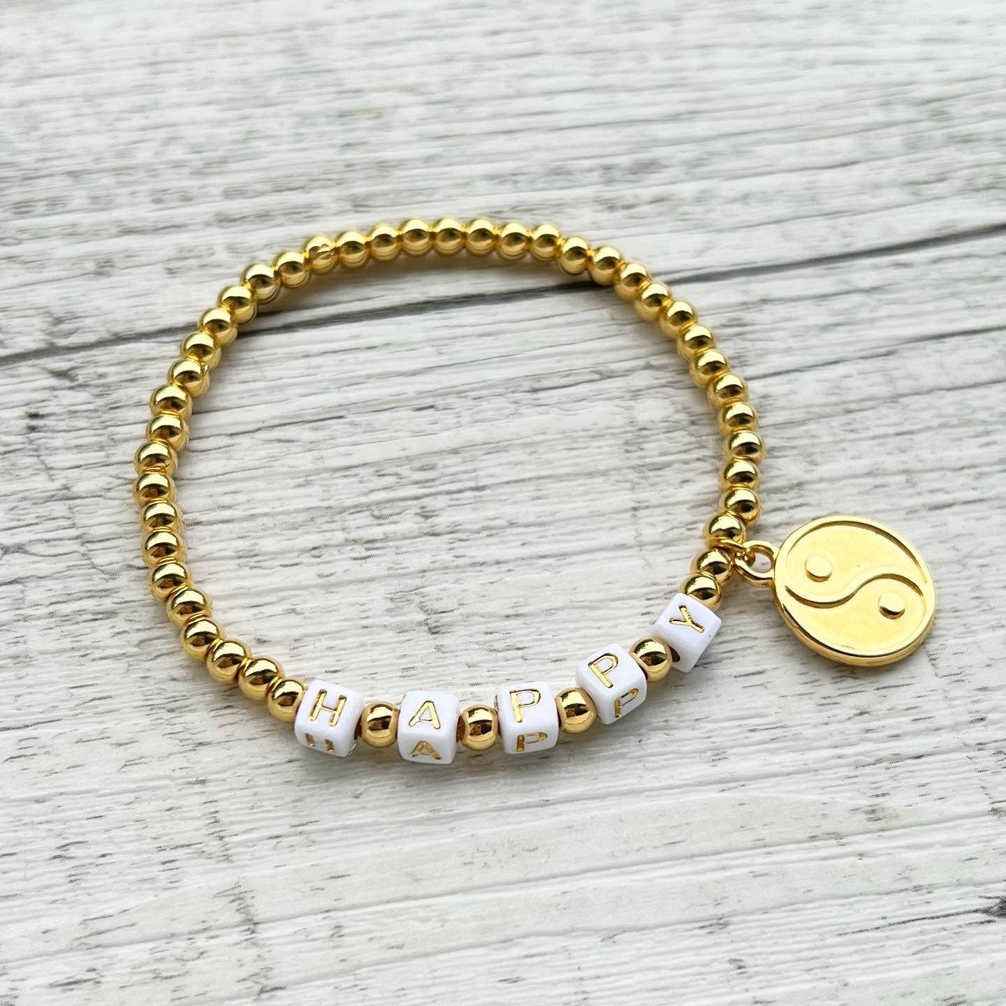 Personalisiertes Armband „Yin & Yang“ vergoldet