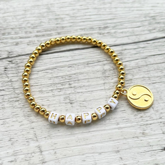 Personalisiertes Armband „Yin & Yang“ vergoldet