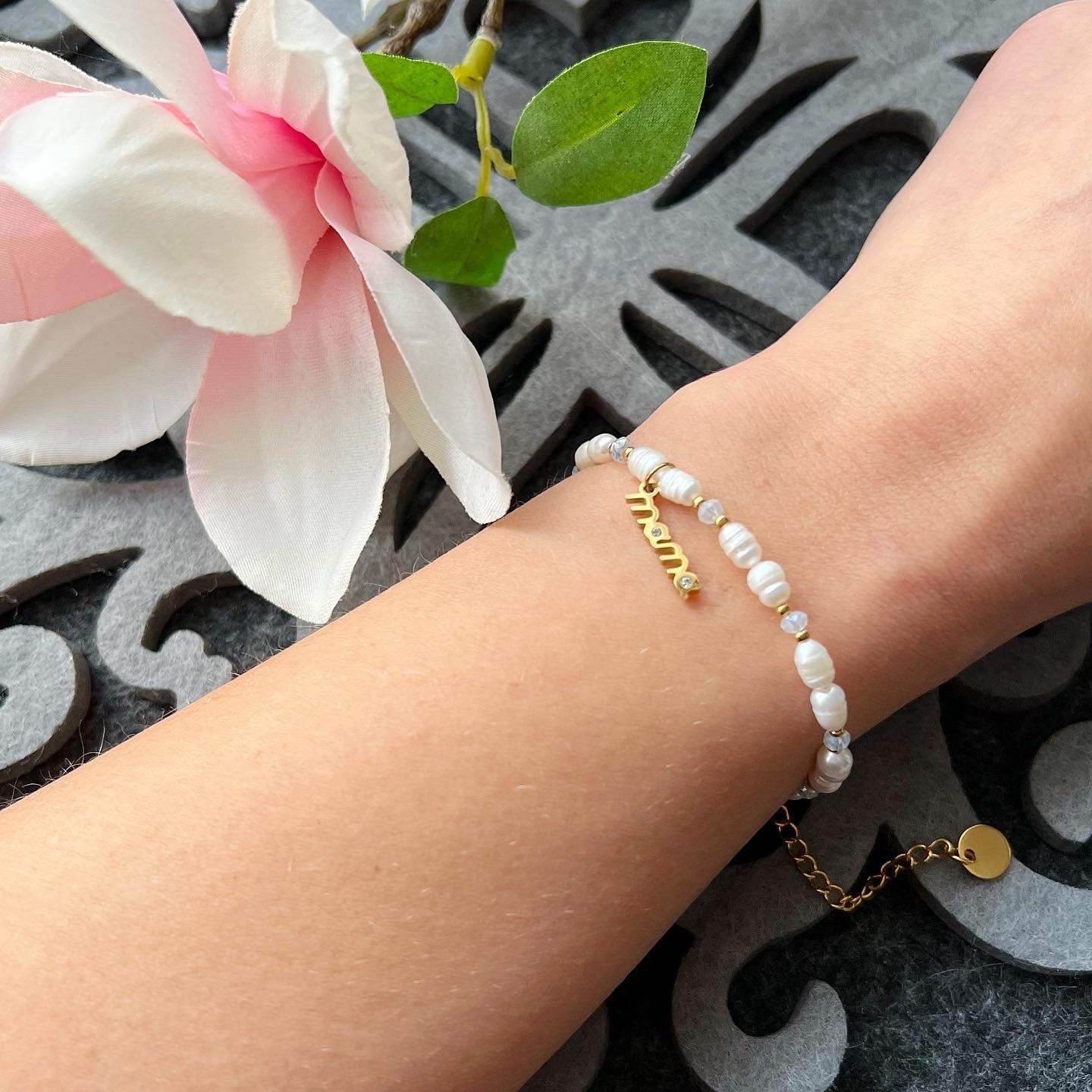 Armband für Mama - rostfreier Edelstahl Gold - Süßwasserperlen - Geschenk zum Geburtstag - Weihnachtsgeschenke - Geschenke für Damen