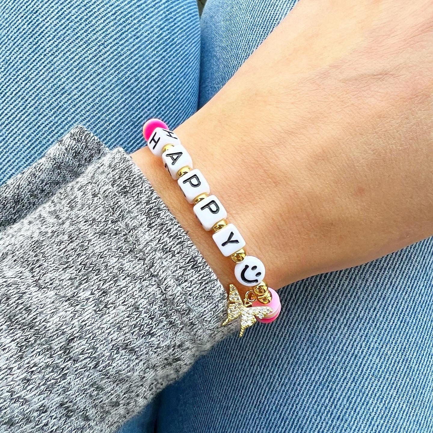 Personalisiertes Armband "Smiling Butterfly" mit Zirkonia