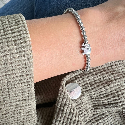 Edelstahl Armband mit Elefant in Silber