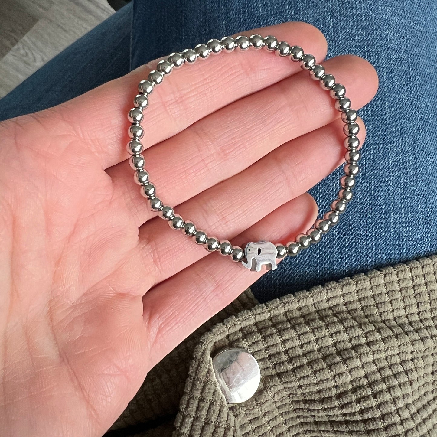 Edelstahl Armband mit Elefant in Silber