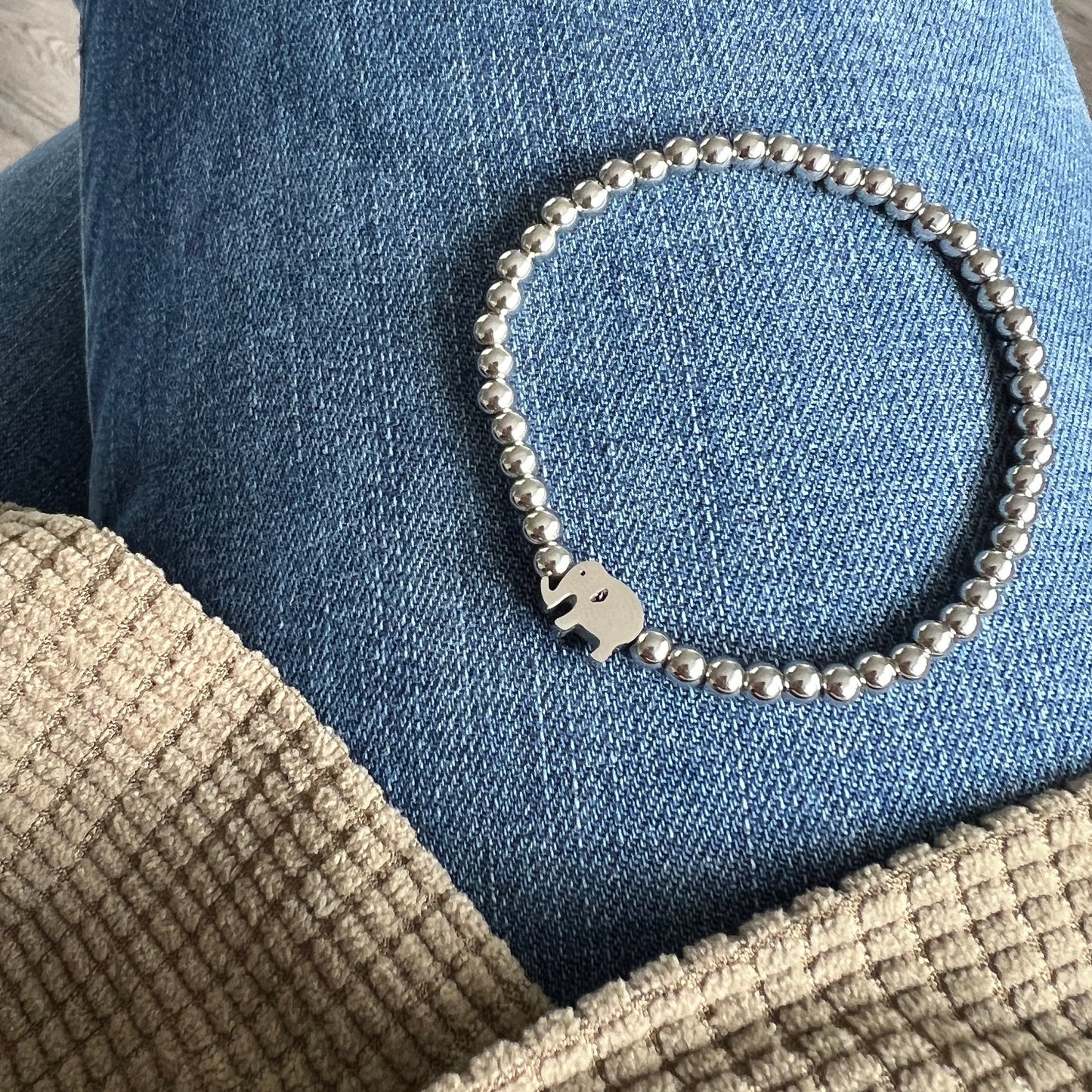 Edelstahl Armband mit Elefant in Silber