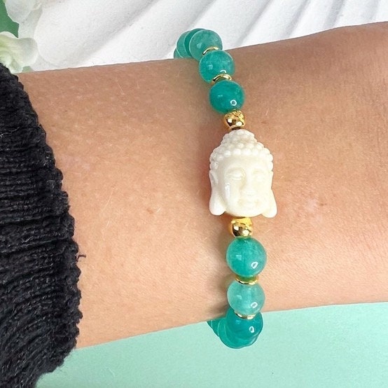 Buddha Armband aus grünen Jade Edelsteine