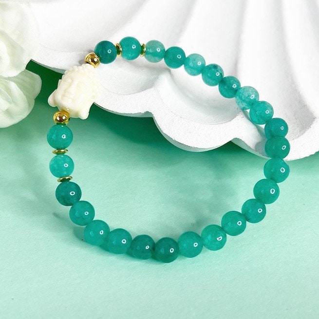 Buddha Armband aus grünen Jade Edelsteine