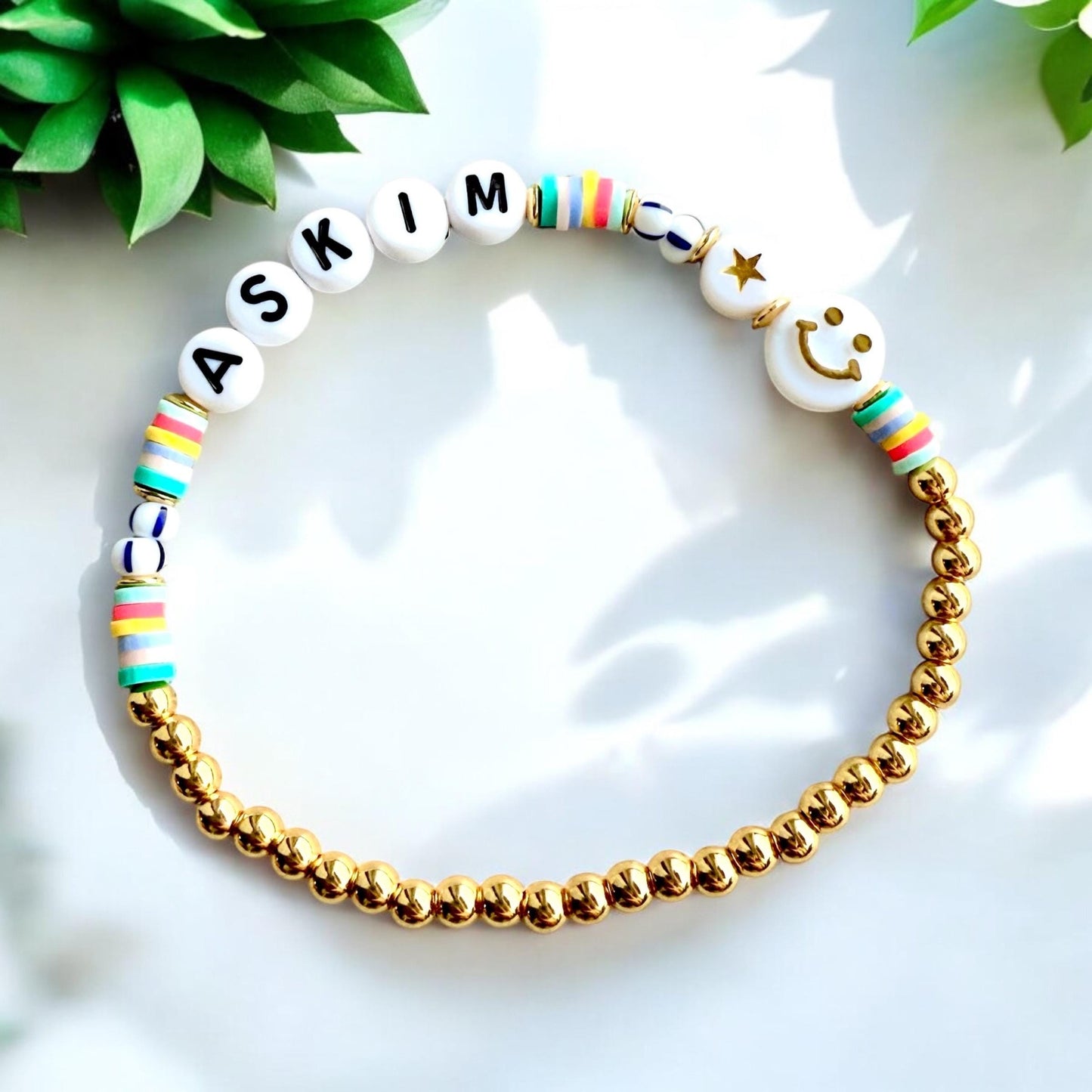 Personalisiertes Edelstahl Armband mit Smiley